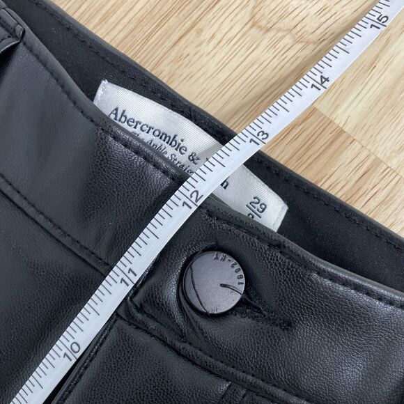 Abercrombie & Fitch The Ankle Straight Ultra High Rise Faux Leather 8L/29 Black - Picture 10 of 11
